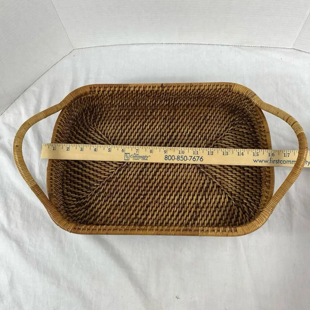 Woven Selections Serving Basket Tray By Pampered Chef Wicker 15”x10”